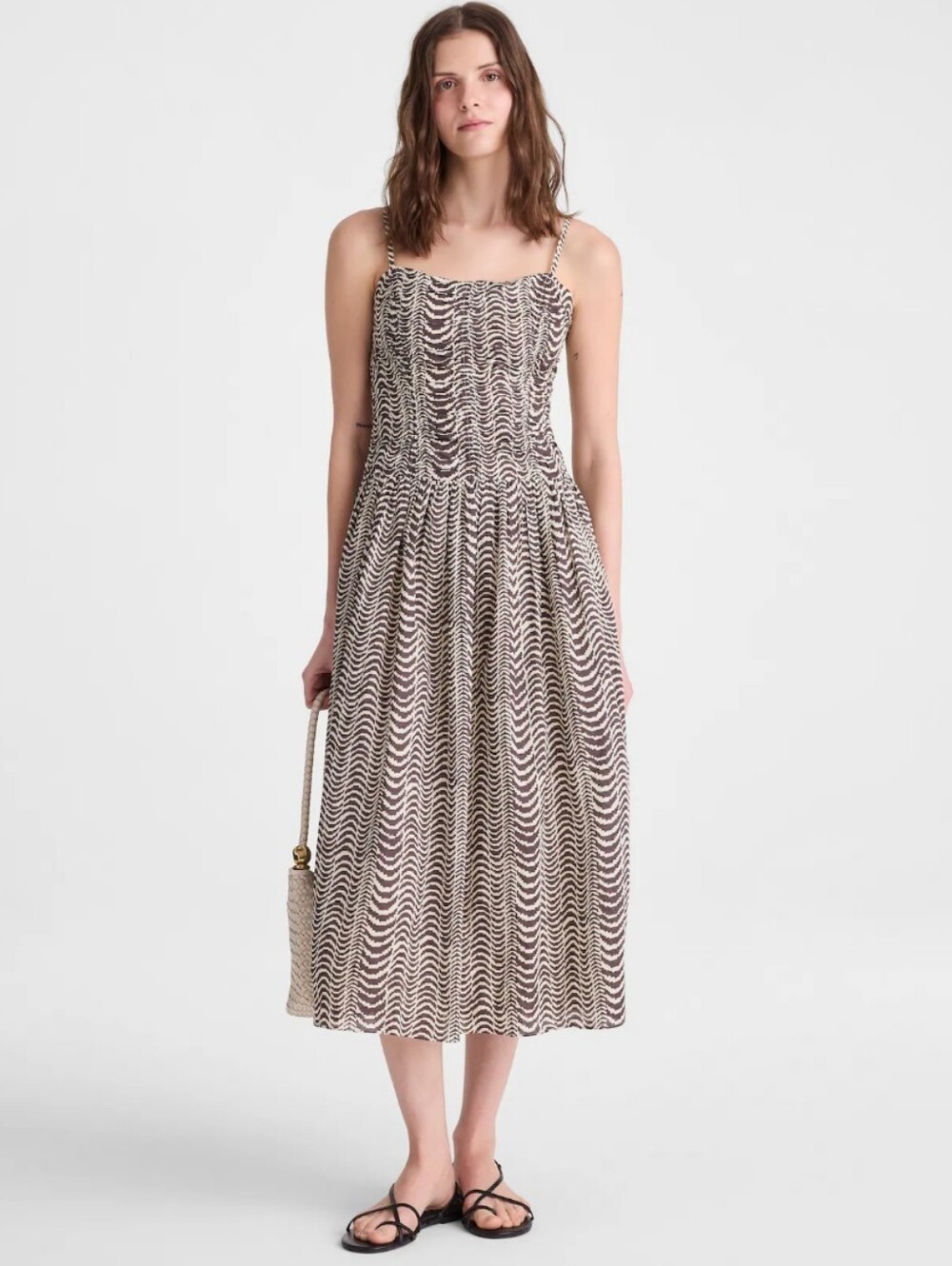 Madewell Ruched Midi Dress NZ447 Size 00 Chocolate Brown